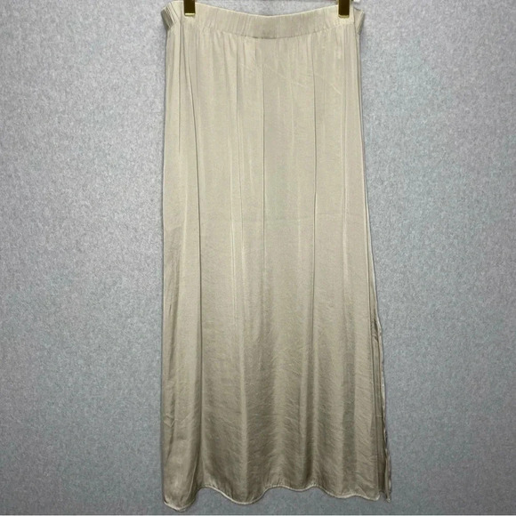 Chico’s Serena Satin Metallic Neutral Staple Fairy Whimsy Maxi Skirt - Picture 7 of 8